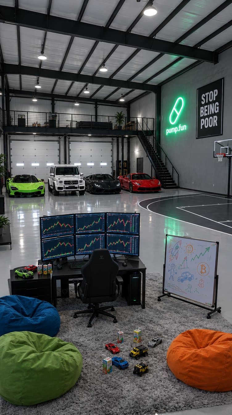 Sensei's warehouse HQ: supercars, a basketball court and a six-monitor trading desk